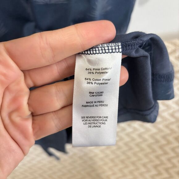 Travis Matthew The Eleffet Short Sleeve Polo Shirt Navy Palm Print - Picture 5 of 7